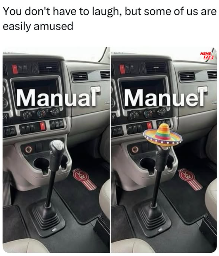 You don't have to laugh, but some of us are easily amused MEME Manual Manuel ZAR