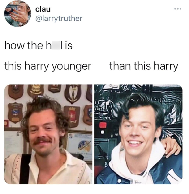 clau @larrytruther how the h Tis this harry younger than this harry