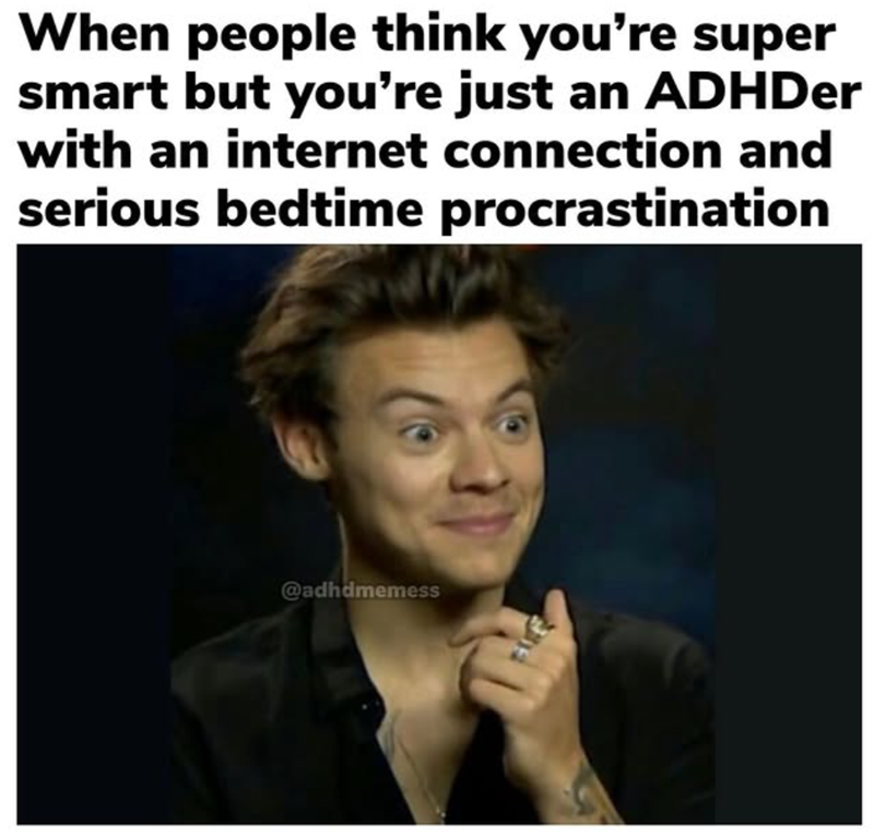 When people think you're super smart but you're just an ADHDer with an internet connection and serious bedtime procrastination @adhdmemess