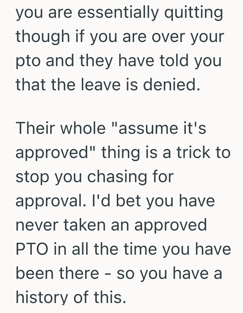 you are essentially quitting. though if you are over your pto and they have told you that the leave is denied. Their whole "assume it's approved" thing is a trick to stop you chasing for approval. I'd bet you have never taken an approved PTO in all the time you have been there - so you have a history of this.
