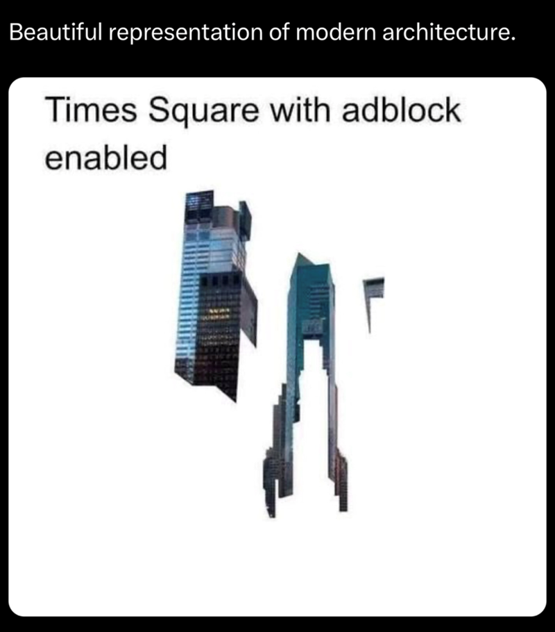 Beautiful representation of modern architecture. Times Square with adblock enabled