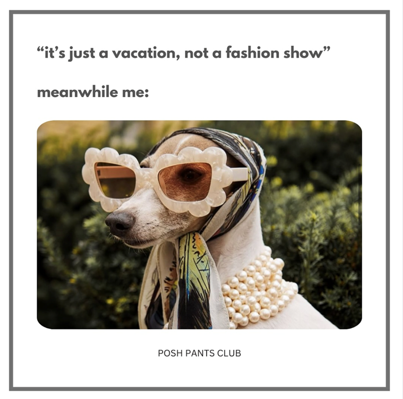 "it's just a vacation, not a fashion show" meanwhile me: POSH PANTS CLUB