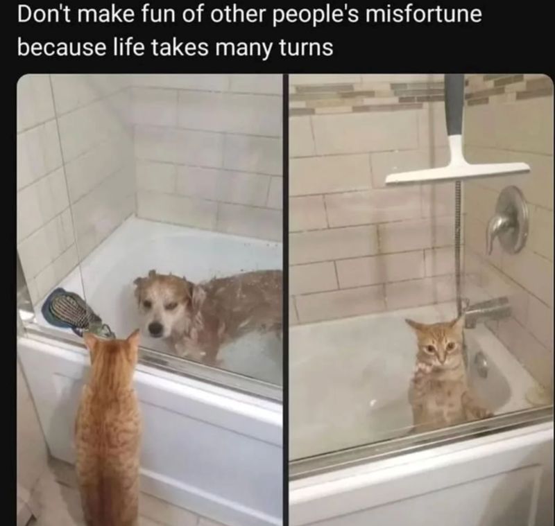 Don't make fun of other people's misfortune because life takes many turns