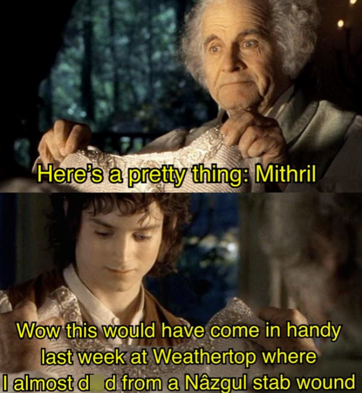 Here's a pretty thing: Mithril Wow this would have come in handy last week at Weathertop where I almost d d from a Nâzgul stab wound