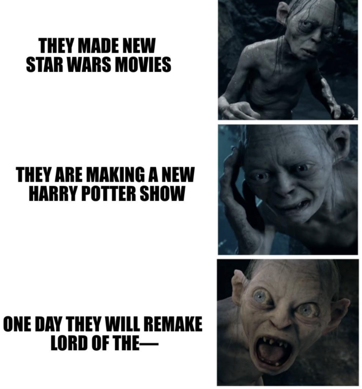 THEY MADE NEW STAR WARS MOVIES THEY ARE MAKING A NEW HARRY POTTER SHOW ONE DAY THEY WILL REMAKE LORD OF THE-