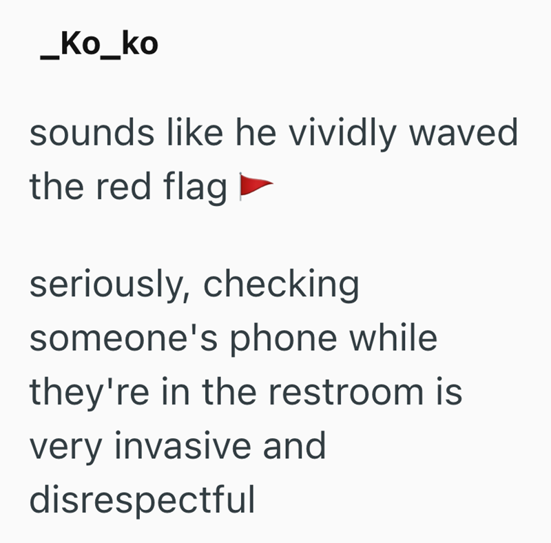_Ko_ko sounds like he vividly waved the red flag seriously, checking someone's phone while they're in the restroom is very invasive and disrespectful