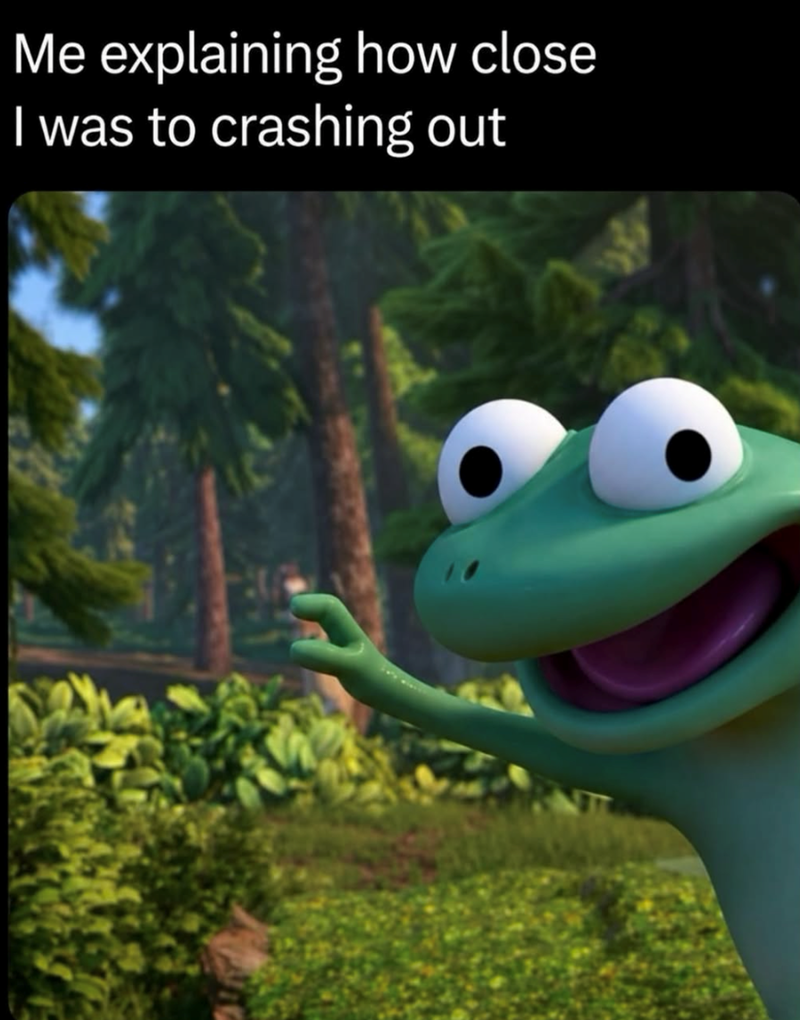Me explaining how close I was to crashing out