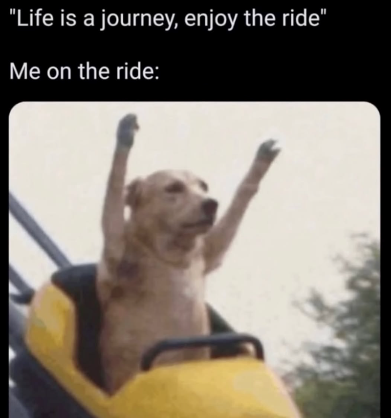 "Life is a journey, enjoy the ride" Me on the ride:
