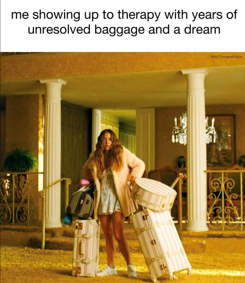 me showing up to therapy with years of unresolved baggage and a dream @MyTherapistSays