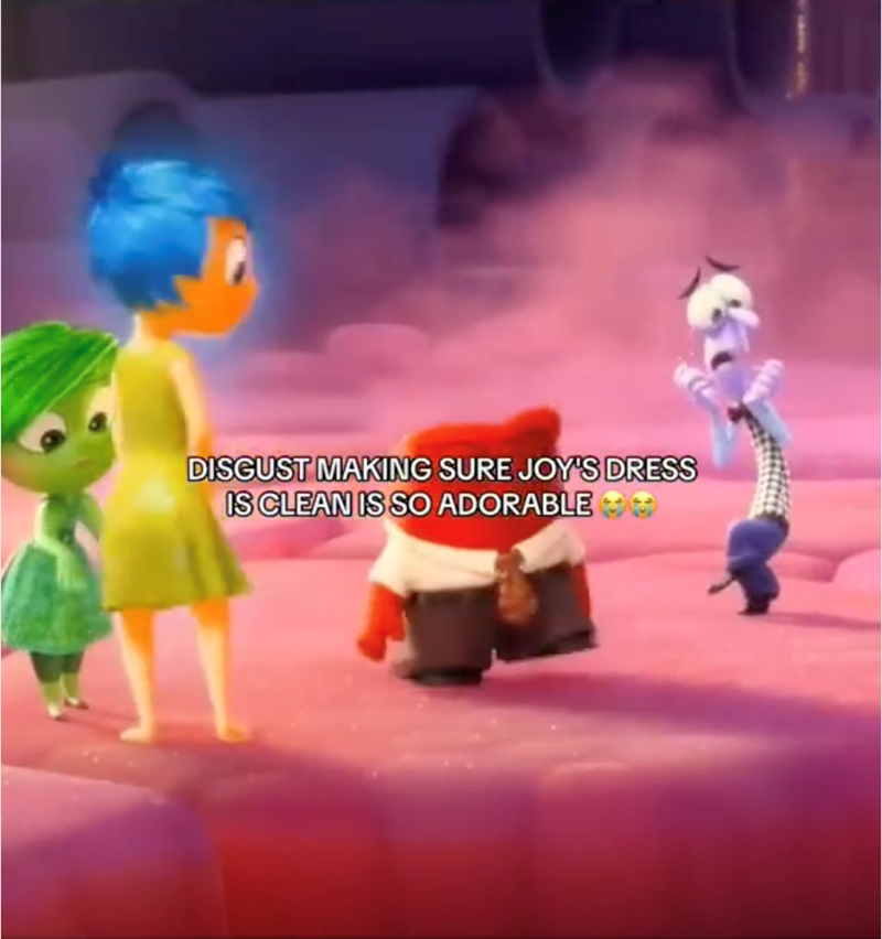 DISGUST MAKING SURE JOY'S DRESS IS CLEAN IS SO ADORABLE O