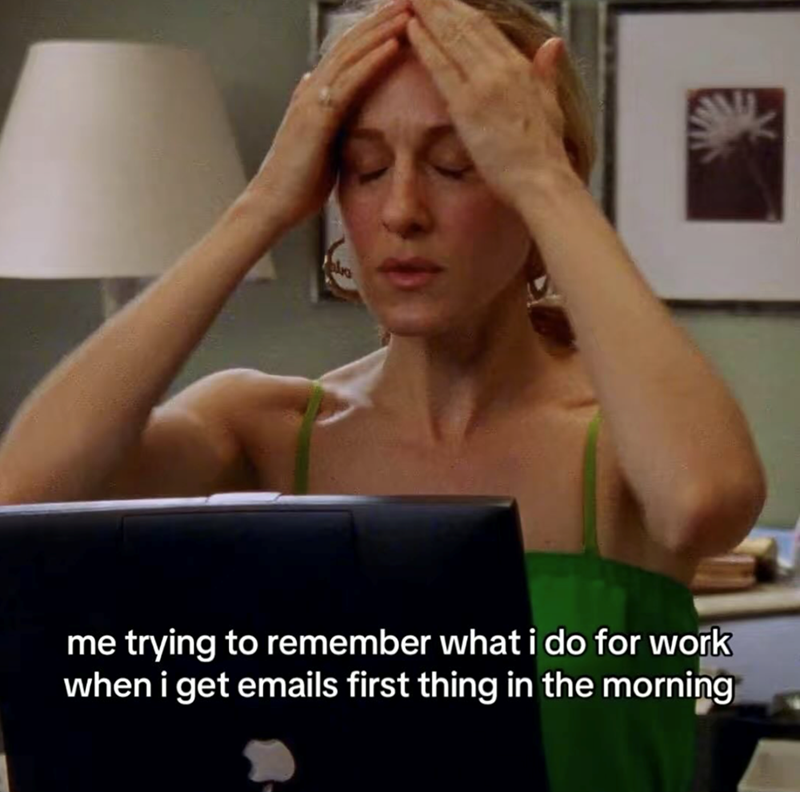 me trying to remember what i do for work when i get emails first thing in the morning