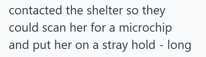 contacted the shelter so they could scan her for a microchip and put her on a stray hold - long