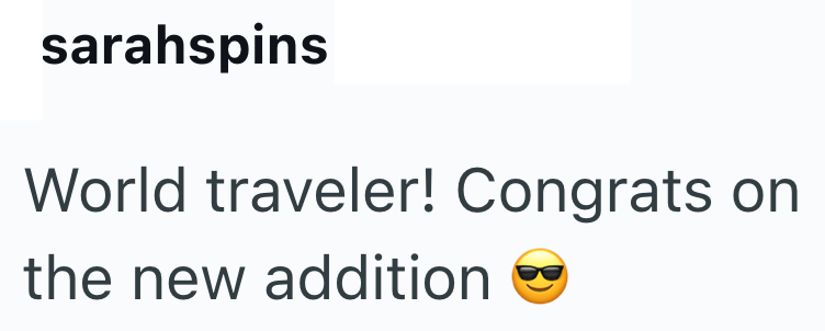 sarahspins World traveler! Congrats on the new addition