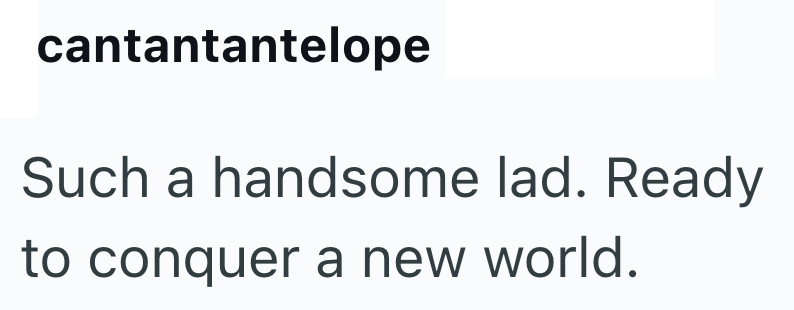 cantantantelope Such a handsome lad. Ready to conquer a new world.
