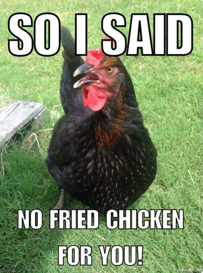 SO I SAID NO FRIED CHICKEN FOR YOU! mematic.ne