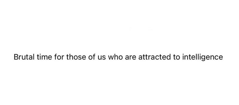 Brutal time for those of us who are attracted to intelligence