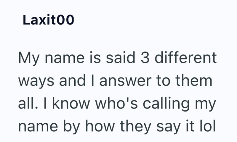 Laxit00 My name is said 3 different ways and I answer to them all. I know who's calling my name by how they say it lol