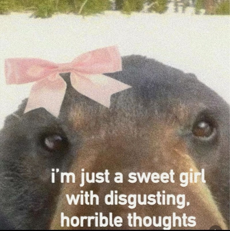 i'm just a sweet girl with disgusting. horrible thoughts
