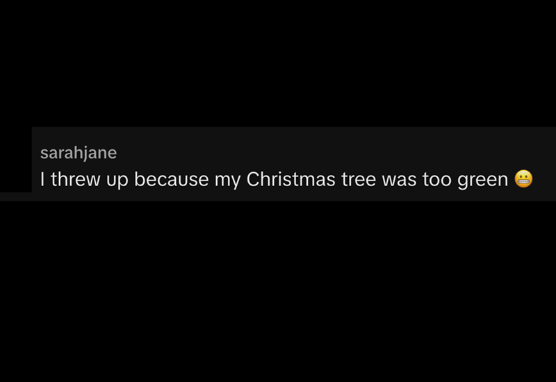 sarahjane I threw up because my Christmas tree was too green