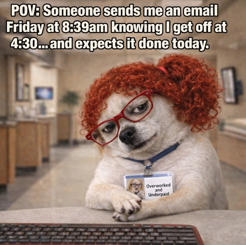 POV: Someone sends me an email Friday at 8:39am knowing I get off at 4:30... and expects it done today. Overworked and Underpaid
