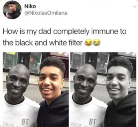 Niko @NikolasOmilana How is my dad completely immune to the black and white filter ☺☺ THRE 85 85 TRIP