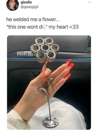 giselle @goatgigii he welded me a flower... "this one wont di "my heart <33 H&R