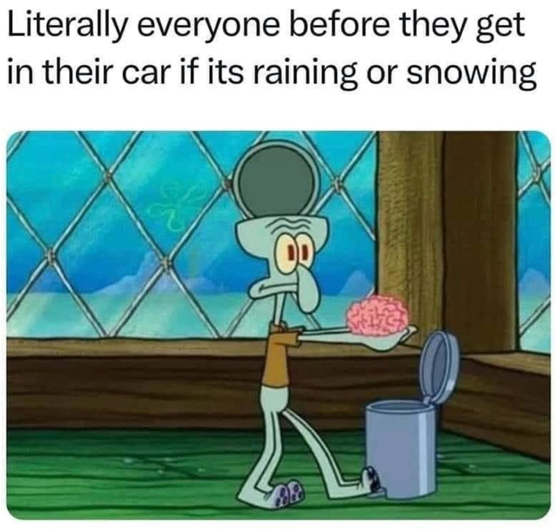 Literally everyone before they get in their car if its raining or snowing