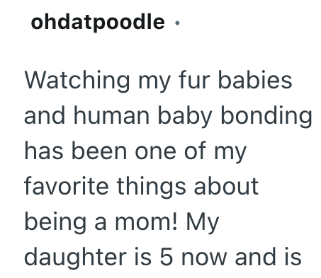 ohdatpoodle. Watching my fur babies and human baby bonding has been one of my favorite things about being a mom! My daughter is 5 now and is