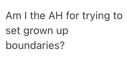 Am I the AH for trying to set grown up boundaries?