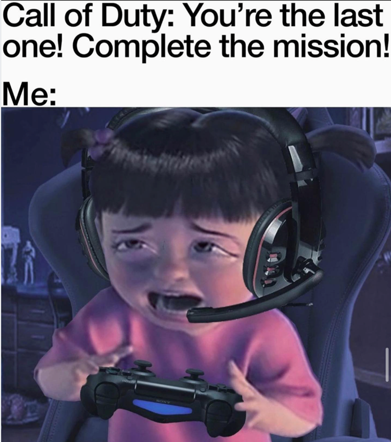 Call of Duty: You're the last one! Complete the mission! Me: SONY