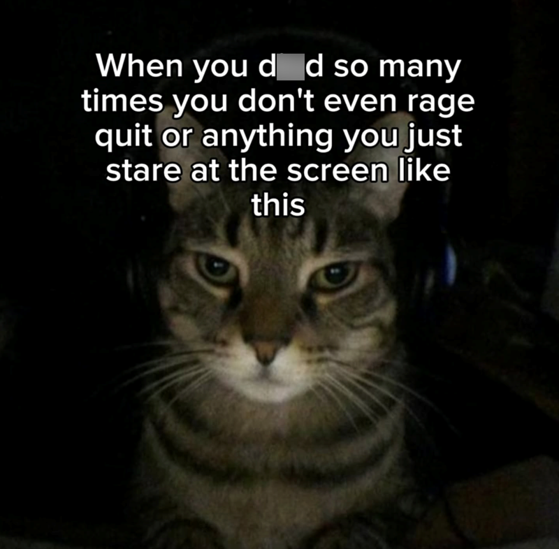 When you did so many times you don't even rage quit or anything you just stare at the screen like this