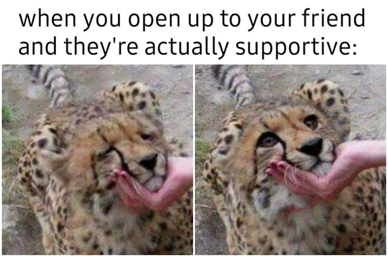 when you open up to your friend and they're actually supportive: