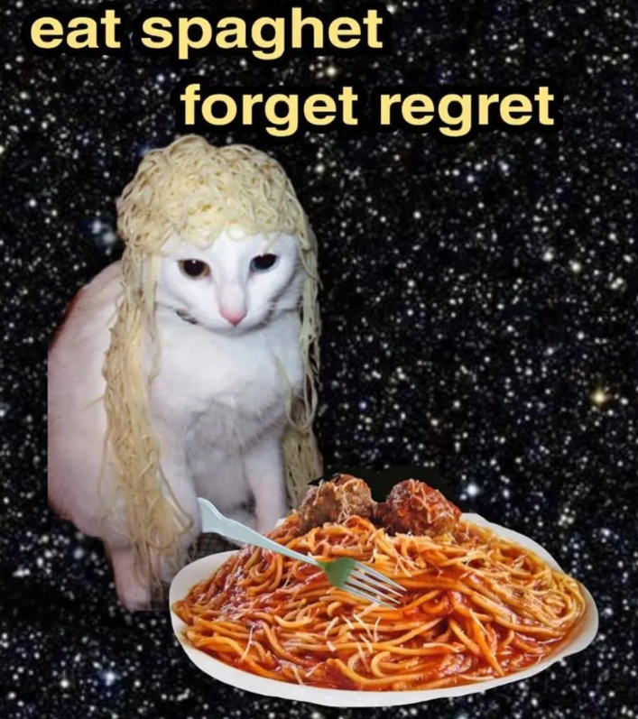 eat spaghet forget regret