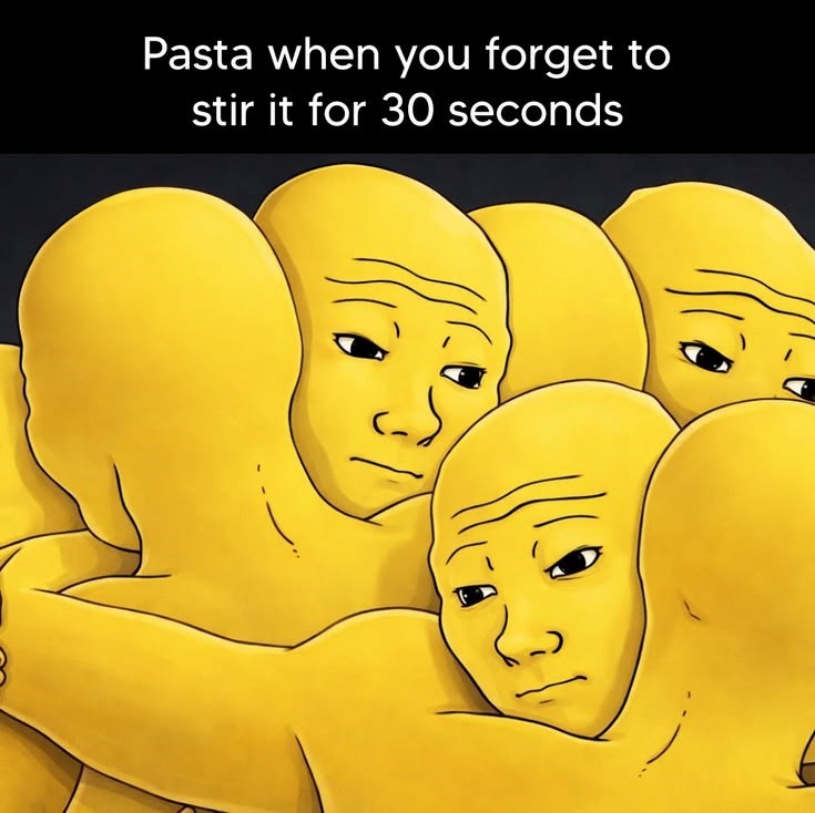 Pasta when you forget to stir it for 30 seconds