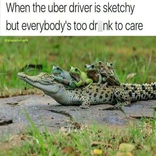 When the uber driver is sketchy but everybody's too dr_nk to care @planetshark