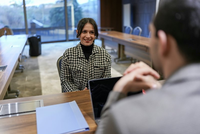 Woman during a job interview