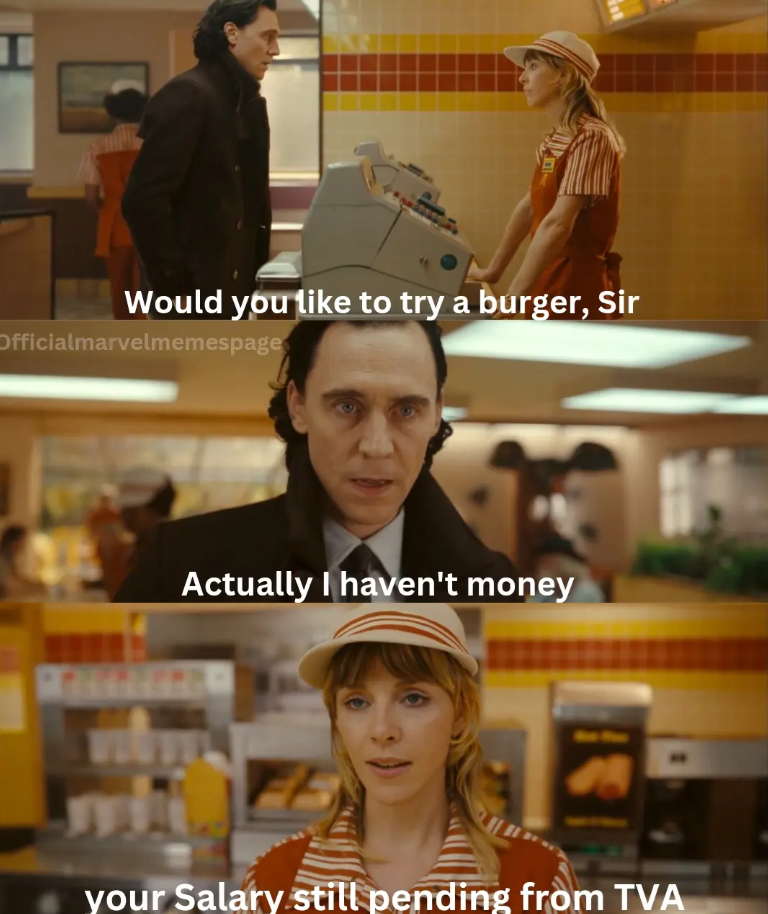 Would you like to try a burger, Sir Officialmarvelmemespage Actually I haven't money your Salary still pending from TVA