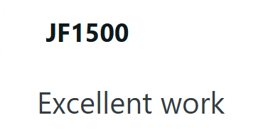JF1500 Excellent work