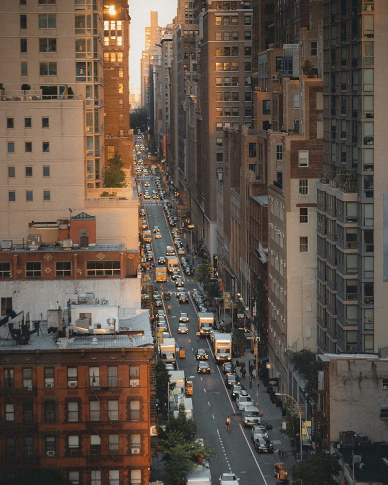 Bustling New York City street.