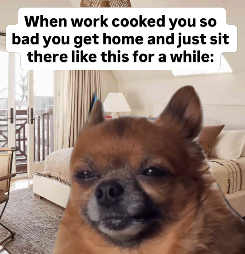 When work cooked you so bad you get home and just sit there like this for a while: 00