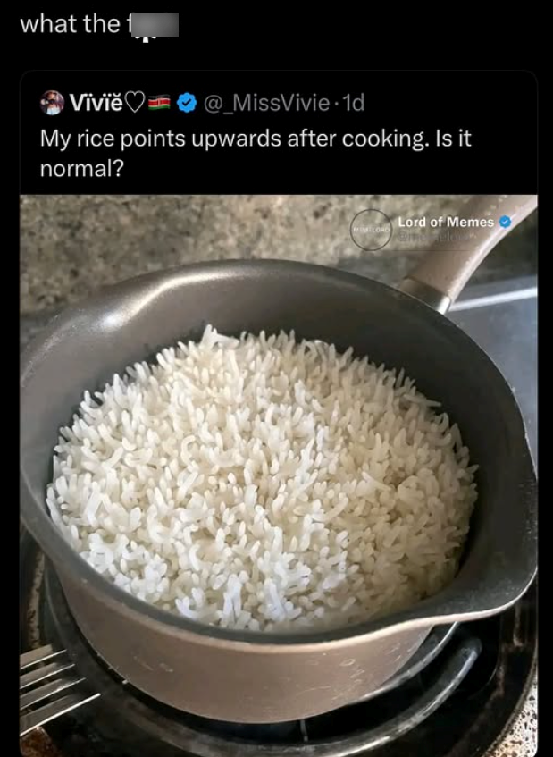 what the Viviĕ @_MissVivie. 1d My rice points upwards after cooking. Is it normal? Lord of Memes MIMLOAD
