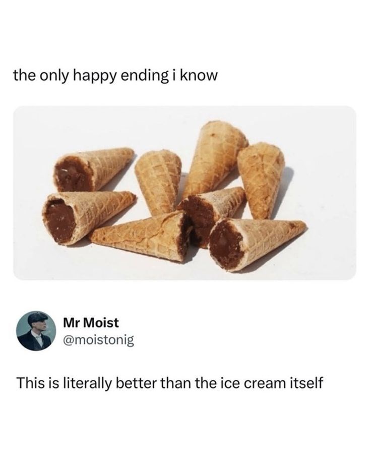 the only happy ending i know Mr Moist @moistonig This is literally better than the ice cream itself