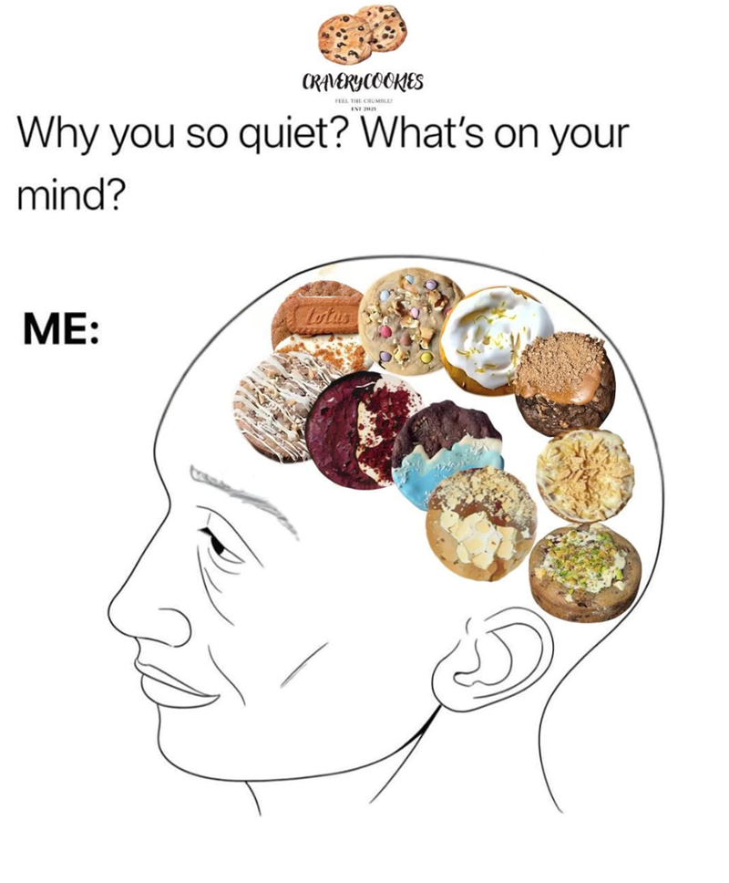 CRAVERY COOKIES FEEL THE CRUMBLE ENT 2021 Why you so quiet? What's on your mind? Lotus ME: