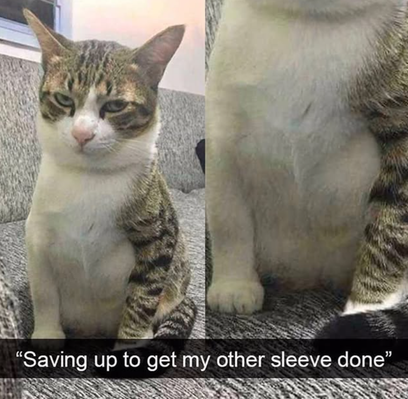 "Saving up to get my other sleeve done"