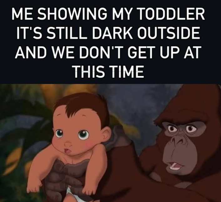 ME SHOWING MY TODDLER IT'S STILL DARK OUTSIDE AND WE DON'T GET UP AT THIS TIME