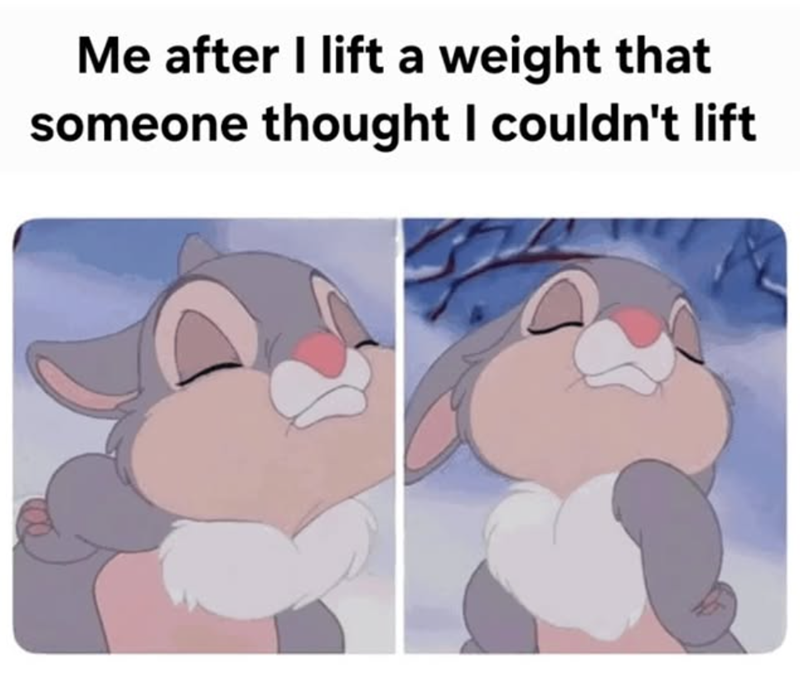 Me after I lift a weight that someone thought I couldn't lift