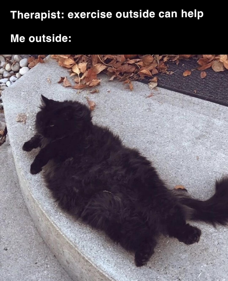 Therapist: exercise outside can help Me outside: