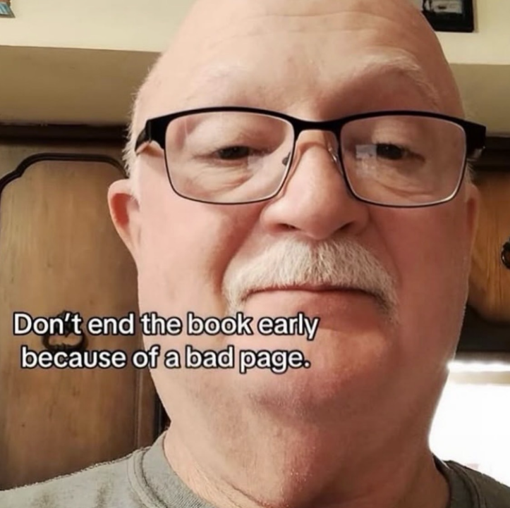 Don't end the book early because of a bad page.