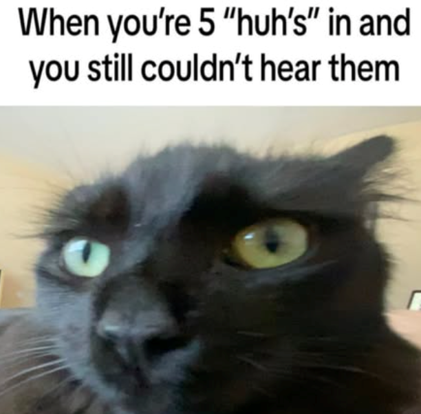 When you're 5 "huh's" in and you still couldn't hear them