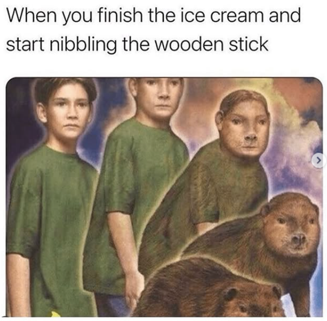 When you finish the ice cream and start nibbling the wooden stick >